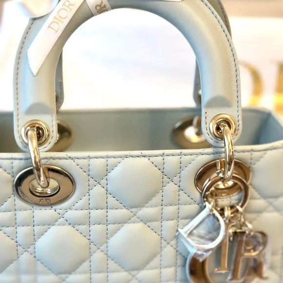Small Lady Dior Bag in Limited edition/Very rare Placid Blue Cannage Lambskin. - Picture 6 of 11